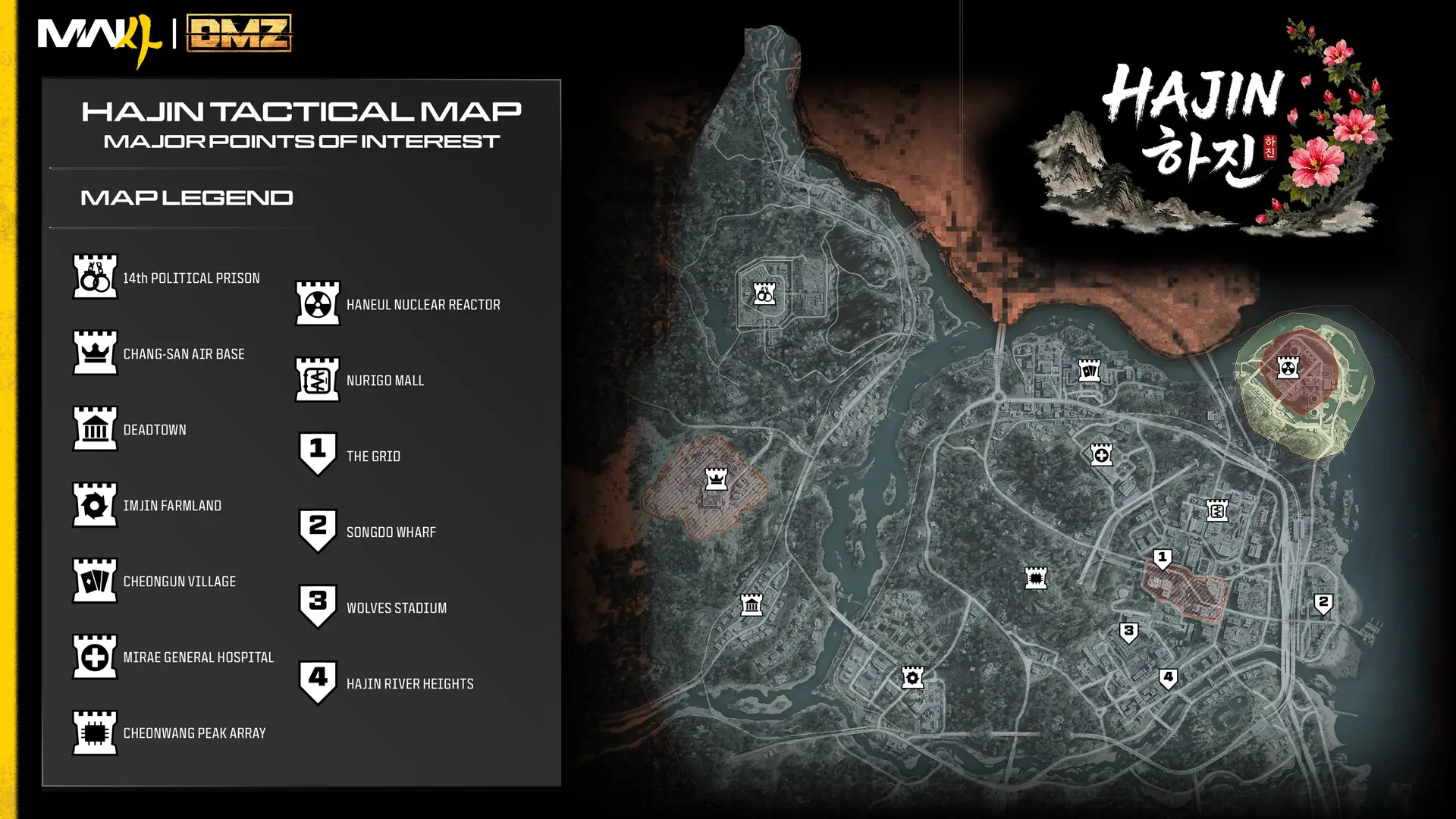 Тактическая карта Hajin со всеми основными точками интереса в Modern Warfare 4 DMZ